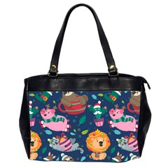 Funny Animal Christmas Pattern Oversize Office Handbag (2 Sides)