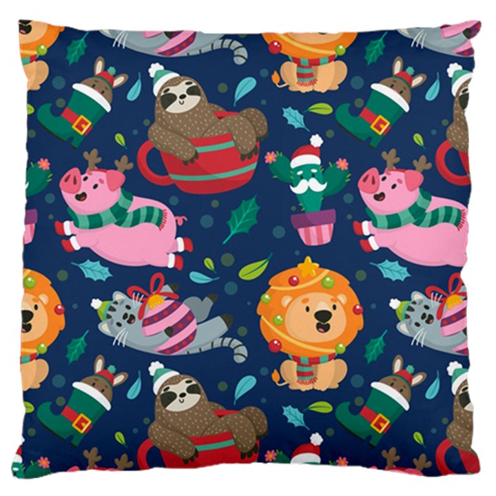 Funny Animal Christmas Pattern Large Cushion Case (Two Sides)