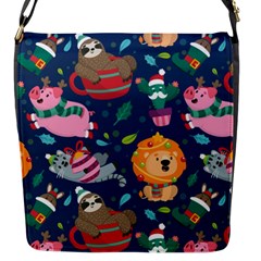 Funny Animal Christmas Pattern Flap Closure Messenger Bag (s) by Vaneshart