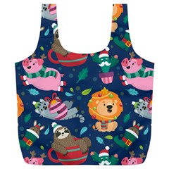 Funny Animal Christmas Pattern Full Print Recycle Bag (xl) by Vaneshart