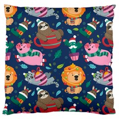 Funny Animal Christmas Pattern Standard Flano Cushion Case (one Side) by Vaneshart