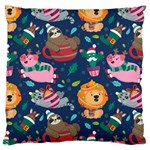 Funny Animal Christmas Pattern Large Flano Cushion Case (Two Sides) Front