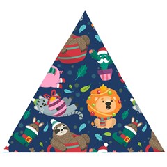 Funny Animal Christmas Pattern Wooden Puzzle Triangle by Vaneshart