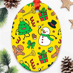 Funny Decoration Christmas Pattern Ornament (oval) by Vaneshart