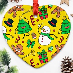 Funny Decoration Christmas Pattern Ornament (heart) by Vaneshart