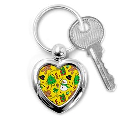 Funny Decoration Christmas Pattern Key Chain (heart) by Vaneshart