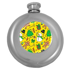 Funny Decoration Christmas Pattern Round Hip Flask (5 Oz) by Vaneshart