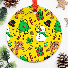 Funny Decoration Christmas Pattern Round Ornament (two Sides) by Vaneshart