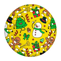 Funny Decoration Christmas Pattern Ornament (round Filigree) by Vaneshart