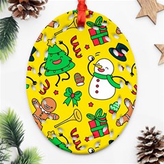 Funny Decoration Christmas Pattern Ornament (oval Filigree) by Vaneshart