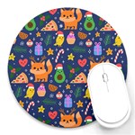 Colorful Funny Christmas Pattern Round Mousepads Front