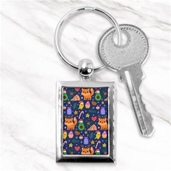 Colorful Funny Christmas Pattern Key Chain (rectangle) by Vaneshart