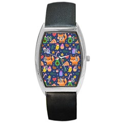 Colorful Funny Christmas Pattern Barrel Style Metal Watch by Vaneshart