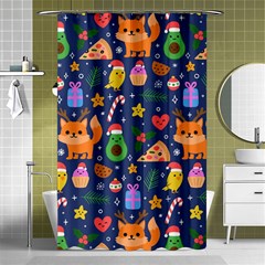 Colorful Funny Christmas Pattern Shower Curtain 48  X 72  (small)  by Vaneshart