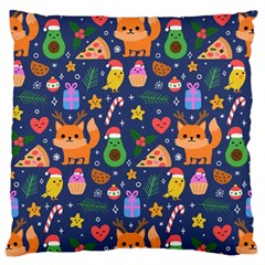 Colorful Funny Christmas Pattern Large Flano Cushion Case (one Side) by Vaneshart