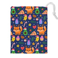 Colorful Funny Christmas Pattern Drawstring Pouch (4xl) by Vaneshart