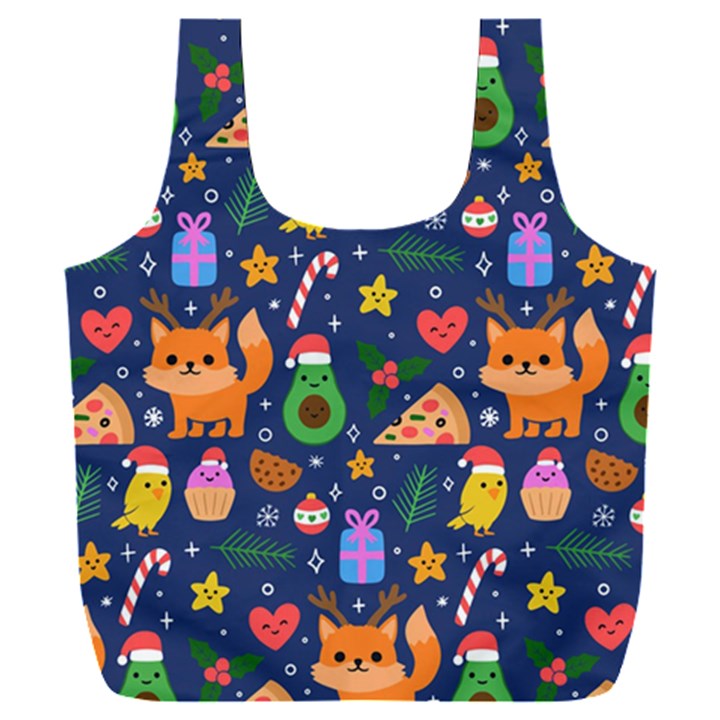 Colorful Funny Christmas Pattern Full Print Recycle Bag (XXL)