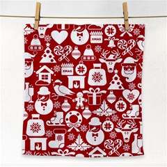 Christmas Seamless Pattern Icons Face Towel by Vaneshart