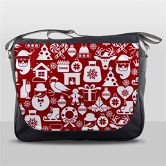 Christmas Seamless Pattern Icons Messenger Bag by Vaneshart