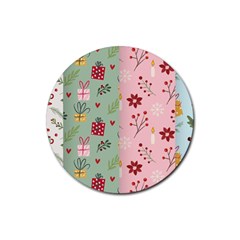 Flat Christmas Pattern Collection Rubber Coaster (round)  by Vaneshart