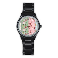 Flat Christmas Pattern Collection Stainless Steel Round Watch by Vaneshart