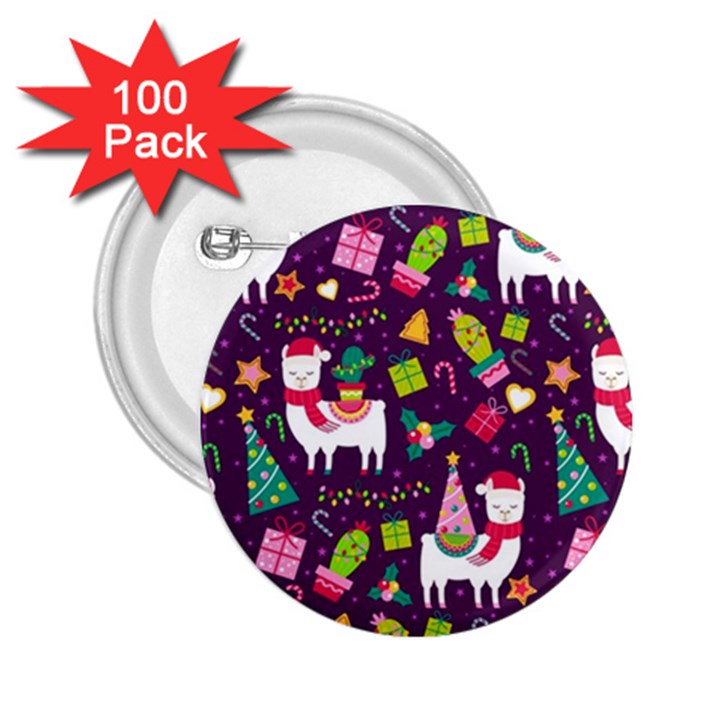 Colorful Funny Christmas Pattern 2.25  Buttons (100 pack) 