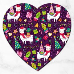 Colorful Funny Christmas Pattern Jigsaw Puzzle (heart) by Vaneshart