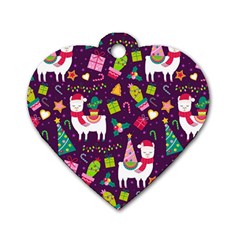 Colorful Funny Christmas Pattern Dog Tag Heart (two Sides) by Vaneshart