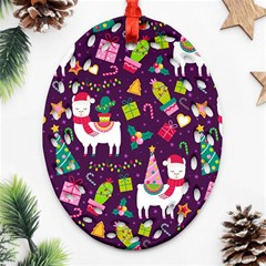 Colorful Funny Christmas Pattern Oval Filigree Ornament (two Sides) by Vaneshart