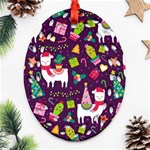 Colorful Funny Christmas Pattern Oval Filigree Ornament (Two Sides) Front