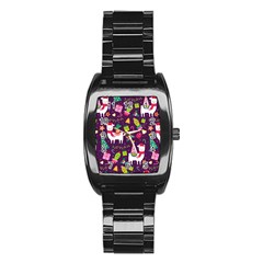 Colorful Funny Christmas Pattern Stainless Steel Barrel Watch by Vaneshart