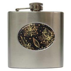 Christmas Pattern With Vintage Flowers Hip Flask (6 Oz) by Vaneshart