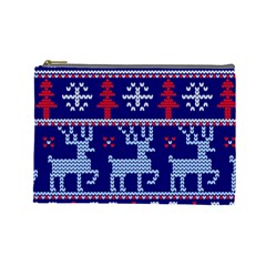 Knitted Christmas Pattern Cosmetic Bag (large)