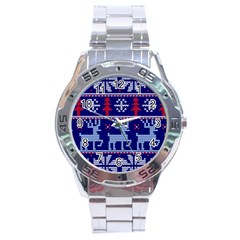 Knitted Christmas Pattern Stainless Steel Analogue Watch by Vaneshart