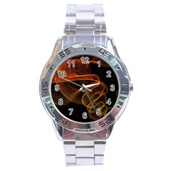 Circle Fractals Pattern Stainless Steel Analogue Watch