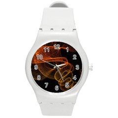 Circle Fractals Pattern Round Plastic Sport Watch (m)