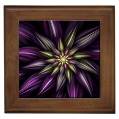 Fractal Flower Floral Abstract Framed Tile by HermanTelo