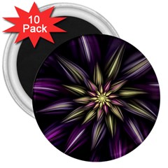 Fractal Flower Floral Abstract 3  Magnets (10 Pack)  by HermanTelo