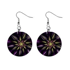 Fractal Flower Floral Abstract Mini Button Earrings