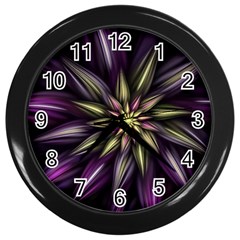 Fractal Flower Floral Abstract Wall Clock (black) by HermanTelo