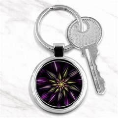 Fractal Flower Floral Abstract Key Chain (round) by HermanTelo