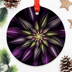 Fractal Flower Floral Abstract Round Ornament (two Sides)