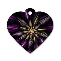 Fractal Flower Floral Abstract Dog Tag Heart (one Side) by HermanTelo