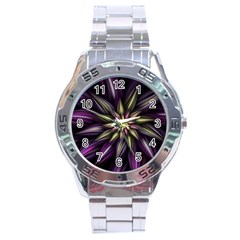 Fractal Flower Floral Abstract Stainless Steel Analogue Watch by HermanTelo