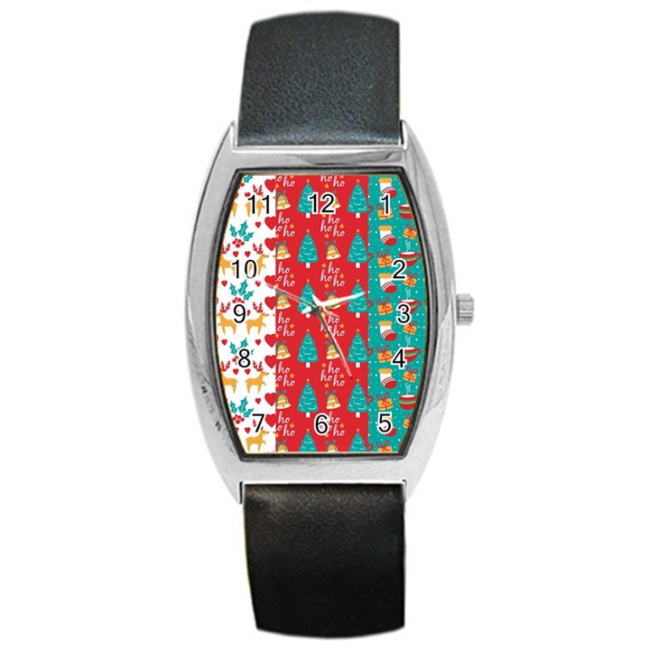 Funny Christmas Pattern Barrel Style Metal Watch