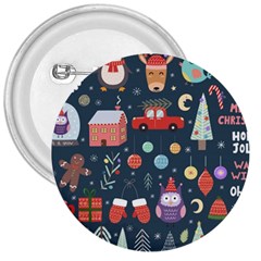 Vector Set Cute Christmas Elements Santa Penguin Deer Bear Fox Owl Trees Snowman Bird Angel More 3  Buttons by Vaneshart