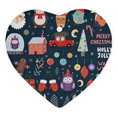 Vector Set Cute Christmas Elements Santa Penguin Deer Bear Fox Owl Trees Snowman Bird Angel More Ornament (heart) by Vaneshart