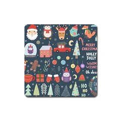 Vector Set Cute Christmas Elements Santa Penguin Deer Bear Fox Owl Trees Snowman Bird Angel More Square Magnet by Vaneshart