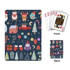 Vector Set Cute Christmas Elements Santa Penguin Deer Bear Fox Owl Trees Snowman Bird Angel More Playing Cards Single Design (rectangle) by Vaneshart