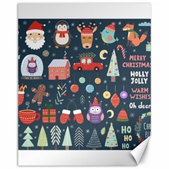 Vector Set Cute Christmas Elements Santa Penguin Deer Bear Fox Owl Trees Snowman Bird Angel More Canvas 16  X 20  by Vaneshart